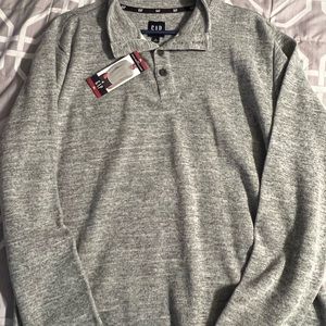 Gap quarter button grey pullover sweater size XL